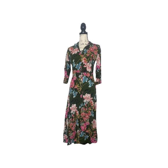 Bershka SZ S long button front floral dress - Picture 1 of 4